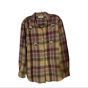 LEMON GRASS, Floral, Plaid, Women’s Top,XL‎